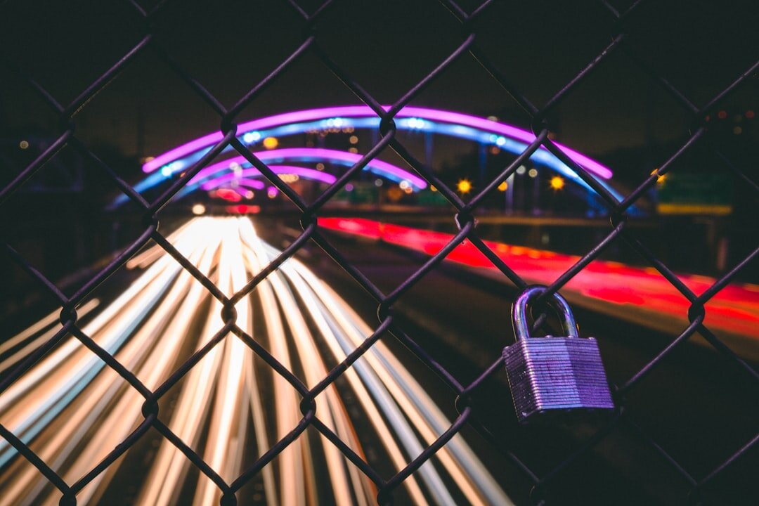 Cybersecurity digital lock with glowing network connections