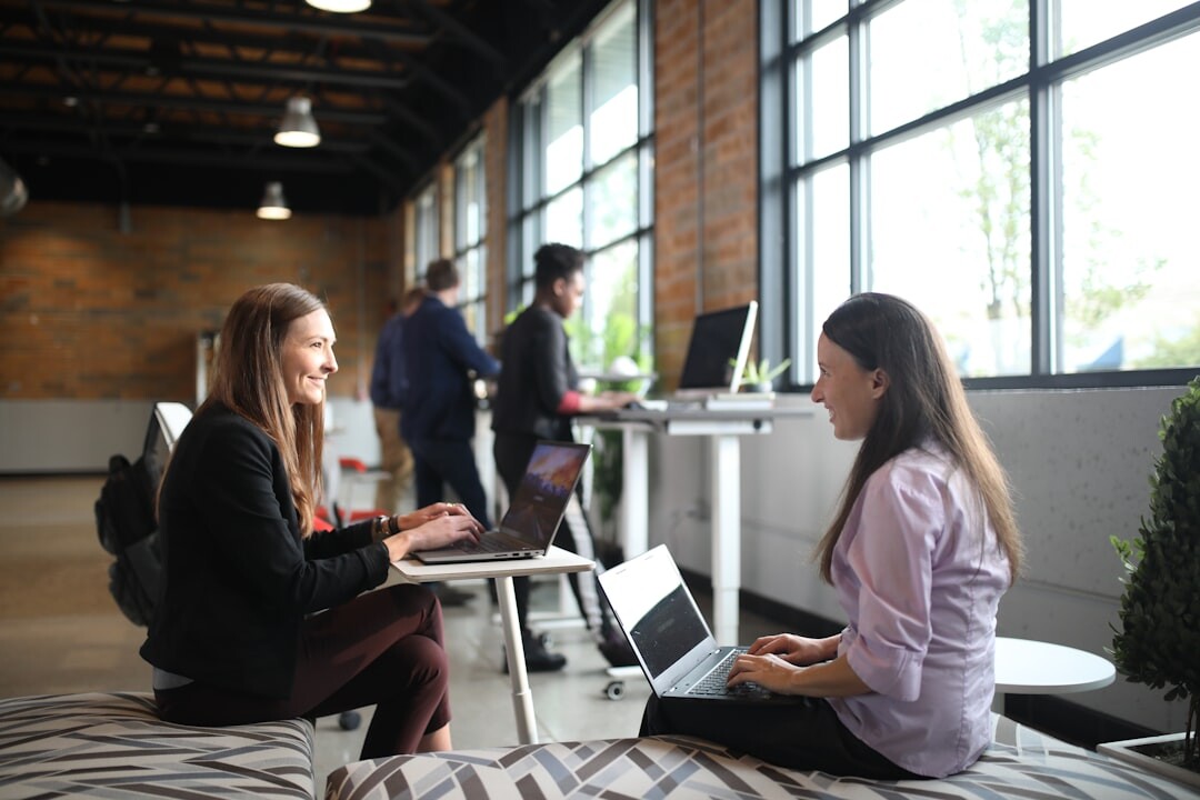 Young entrepreneurs working in a bright modern startup office
